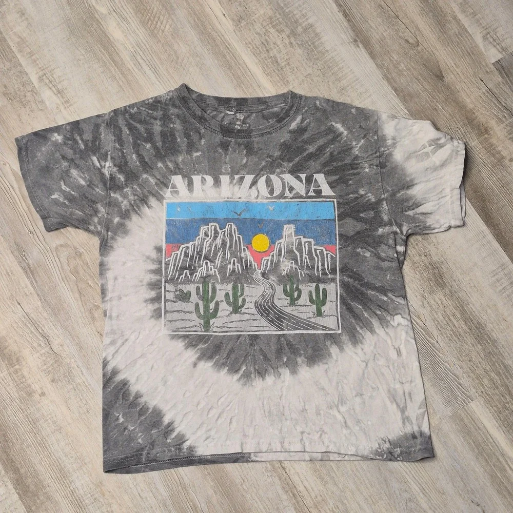 Arizona Tourist Grey Tie Dye T Shirt Kids M/L Adult XS Grunge Edgy Artsy Vintage